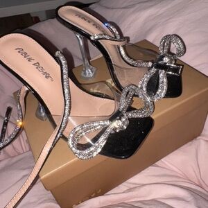 Public Desire Black and Silver Heels